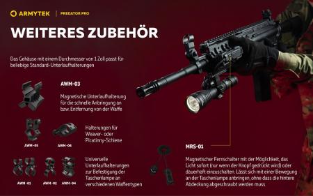 Armytek Predator Pro White LED Taschenlampe akkubetrieben Magnet USB, Warmes Licht