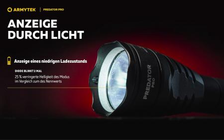Armytek Predator Pro White LED Taschenlampe akkubetrieben Magnet USB, Warmes Licht