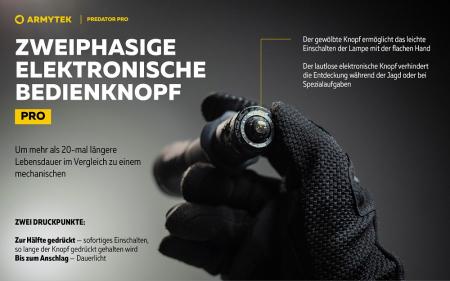 Armytek Predator Pro White LED Taschenlampe akkubetrieben Magnet USB, Warmes Licht