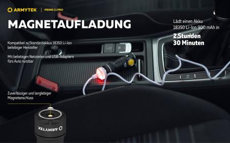Armytek Prime C1 Pro Magnet USB Taschenlampe mit Magnethalterung akkubetrieben warmweisses Licht