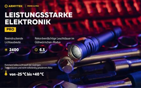 Armytek Prime C2 Pro Magnet USB Taschenlampe mit Magnethalterung akkubetrieben Warmes Licht