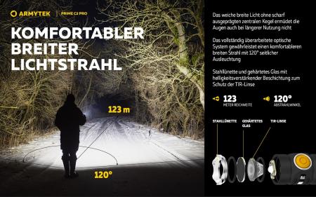 Armytek Prime C2 Pro Magnet USB Taschenlampe mit Magnethalterung akkubetrieben Warmes Licht