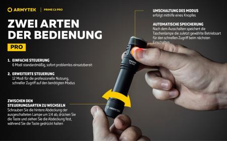 Armytek Prime C2 Pro Magnet USB Taschenlampe mit Magnethalterung akkubetrieben Warmes Licht