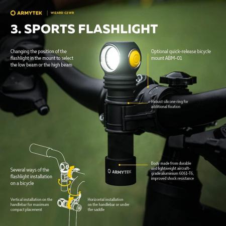 ArmyTek Wizard C2 WR Magnet White & Red LED Stirnlampe mit Magnethalterung akkubetrieben, warmesweißes und rotes Licht