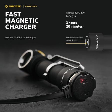 ArmyTek Wizard C2 WR Magnet White & Red LED Stirnlampe mit Magnethalterung akkubetrieben, warmesweißes und rotes Licht