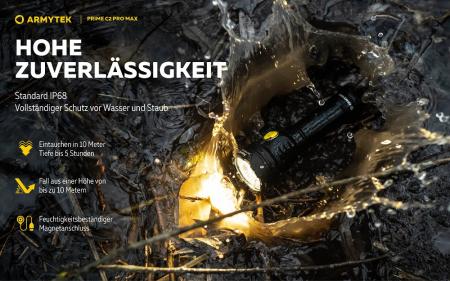Armytek Prime C2 Pro Max Magnet USB Taschenlampe mit Magnethalterung akkubetrieben Warmes Licht