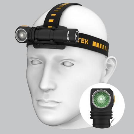 Armytek  Wizard C2 WG Warm LED Stirnlampe und Taschenlampe akkubetrieben Magnet USB neutralweißes und grünes Licht