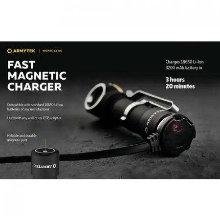 Armytek  Wizard C2 WG Warm LED Stirnlampe und Taschenlampe akkubetrieben Magnet USB neutralweißes und grünes Licht