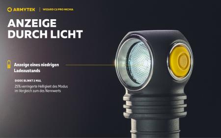 Armytek Wizard C2 Pro Nichia Magnet USB Stirnlampe und Taschenlampe akkubetrieben warmes licht