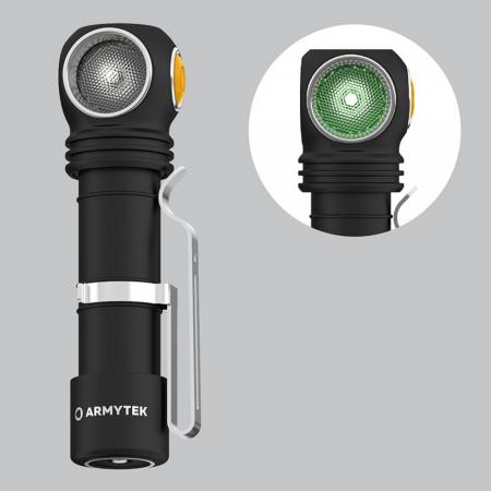 Armytek  Wizard C2 WG Warm LED Stirnlampe und Taschenlampe akkubetrieben Magnet USB neutralweißes und grünes Licht