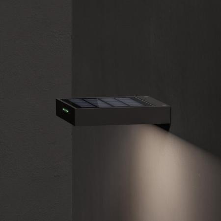 Sigor Klewe Ala Wall Akku-Solarleuchte 30mm 2,2W 202lm IP65 3000K 2200mAh Ra80 graphitgrau