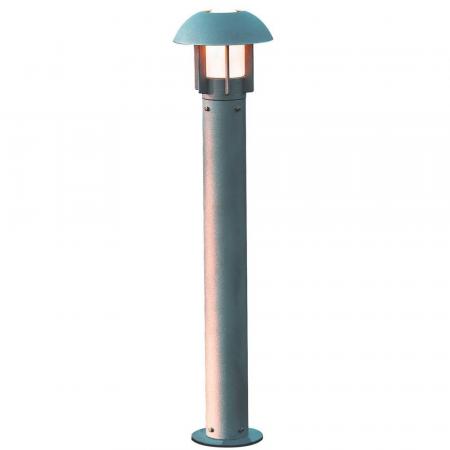 Schlichte Wegeleuchte silber lackiertes Aluminium, opaler Glasschirm