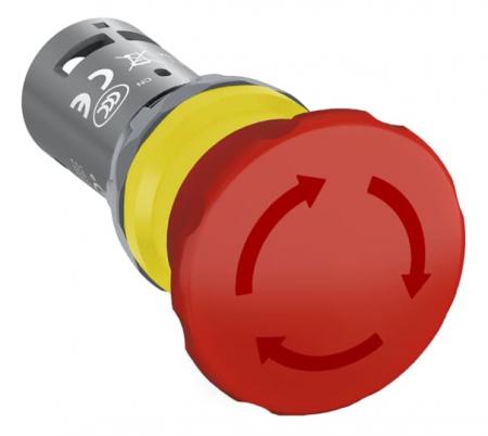 ABB CE4T-10R-11 Not-Aus-Taster Compact 40mm, Drehentriegelung, 1 Schließer + 1 Öffner CombiLine-Compact