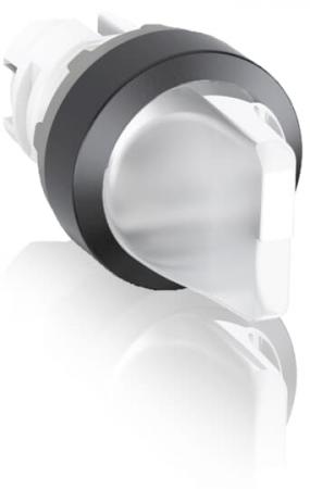 ABB M3SS1-11C Leuchtwahlschalter, farblos, 3 Stellungen, kurzer Drehgriff rastend, Frontring Kunststoff schwarz, beleuchtbar