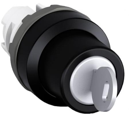 ABB M2SSK1-102 Schlüsselwahlschalter 2 Positionen, rastend, Entrieg. mit Code 72, Ronis 421 Schlüsselabzug in beiden Positionen, Frontring Kunststoff schwarz