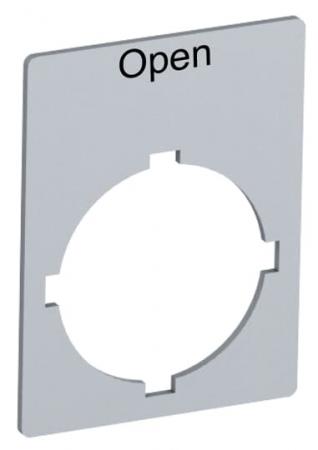 ABB Rectangular legend plate 29,6x39 mm alum Textschild "Open", für Schalter mit 1 Schaltstellung