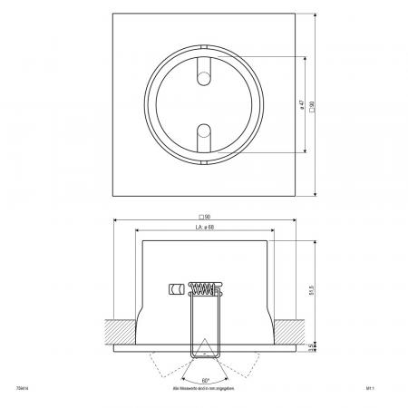 EVN Decken-Einbaustrahler für GU5.3 Leuchtmittel quad. schwenkbar chrom matt IP20 12V EinbauØ68