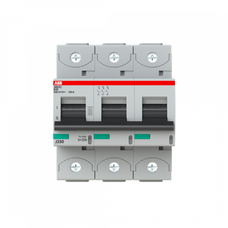 ABB S803C-B20 Hochleist.-Sicherungsautomat, 20A, B, 415 V AC=Icu 25kA, 3P