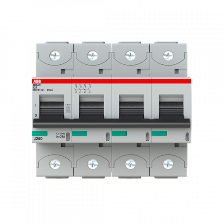 ABB S804C-B25 Hochleist.-Sicherungsautomat, 25A, B, 415 V AC=Icu 25kA, 4P
