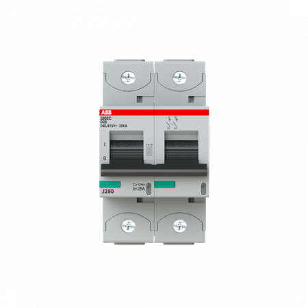 ABB S802C-D25 Hochleistungs-Sicherungsautomat, 25A, D, 415V AC=Icu 25 kA, 2P