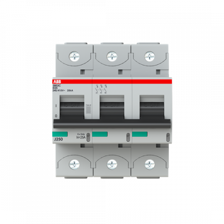 ABB S803C-D25 Hochleist.-Sicherungsautomat, 25A, D, 415 V AC=Icu 25kA, 3P
