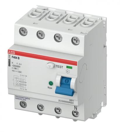 ABB F404B-25/0.03 Fehlerstrom-Schutzschalter Typ B, 25 A, 30 mA, 4P, steckbar