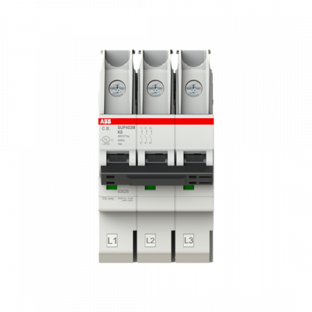ABB SUP403M-K8 Sicherungsautomat K-Char., SMISSLINE steckbar Typ K, 8 A, 10 kA, 3P, UL489
