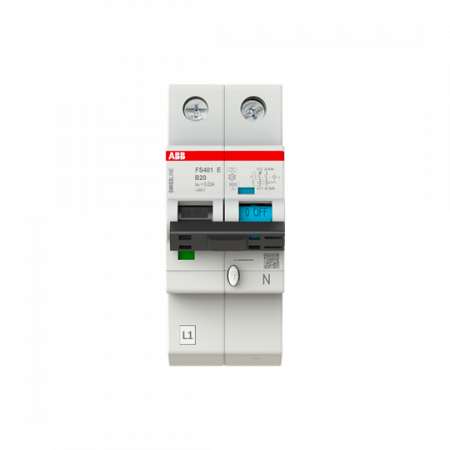ABB FS401E-B20/0.03 FI/LS-Schalter 1P+N, 6 kA, B-Charak., 20 A, 30 mA Typ A SMISSLINE TP