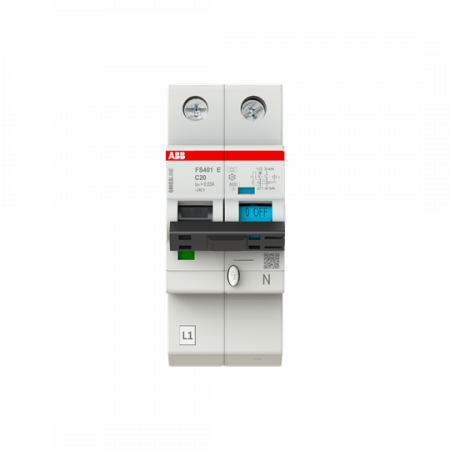 ABB FS401E-C20/0.03 FI/LS-Schalter 1P+N, 6 kA, C-Charak., 20 A, 30 mA Typ A SMISSLINE TP