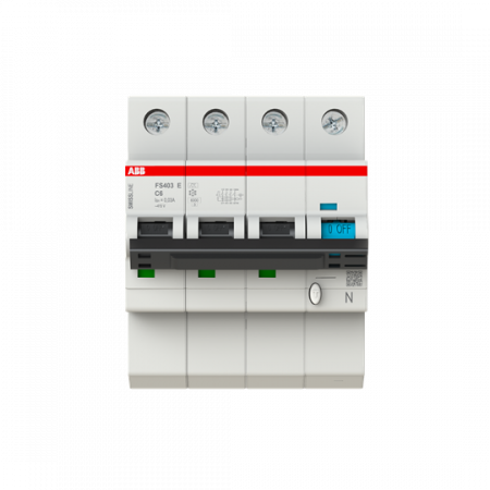 ABB FS403E-C6/0.03 FI/LS-Schalter 3P+N, 6 kA, C-Charak., 6 A, 30 mA Typ A SMISSLINE TP