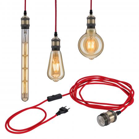 Paulmann 79770 Neordic Eldar Pendelleuchte inkl Stecker max 1x20W E27 Rot/Brüniert 230V Metall