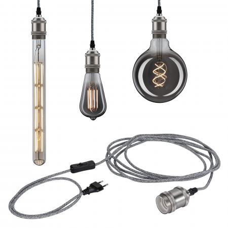 Paulmann 79771 Neordic Eldar Pendelleuchte inkl Stecker max 1x20W E27 Grau/Nickel geb 230V Metal