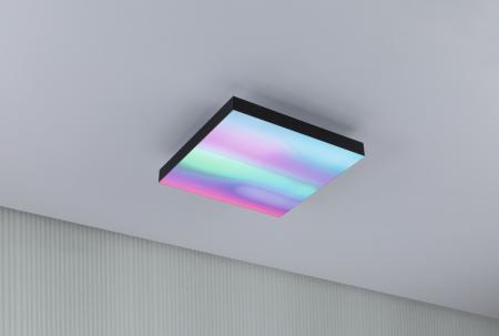 Paulmann 79907 LED Panel Velora Rainbow dynamic Regenbogen/ Weiß eckig 295x295mm kaltweiß Schwarz dimmbar