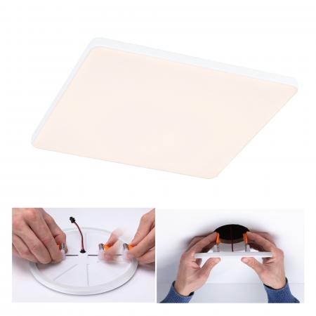 Paulmann 79949 VariFit LED Einbaupanel Veluna Edge schlicht Spritzwasser geschützt eckig 200x200mm warmweiß Weiß dimmbar