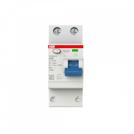 ABB FX202 A-40/0.03 Fehlerstrom-Schutzschalter 2P, Typ A, 40 A, 30 mA FlexLine Push-in Technologie
