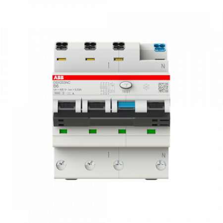 ABB DSX203NC B6 A30 FI/LS-Schalter 6kA, 3P+N, Typ A, B 6, 30mA FlexLine Push-in Technologie