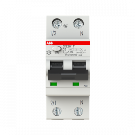 ABB DS201T C6 A30 FI/LS-Schalter 6kA, 1P+N, Typ A, Bahn, C6, 30mA