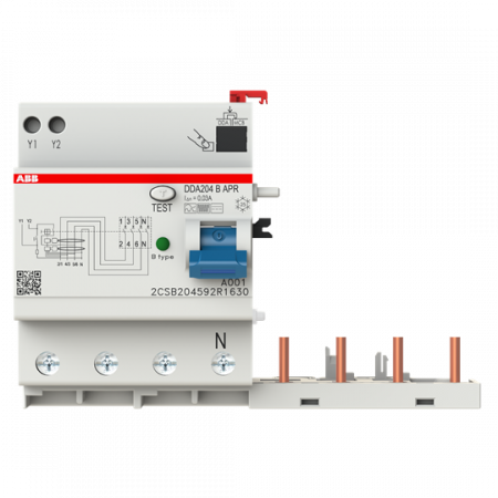 ABB DDA204 B-63/0.03 AP-R FI-Block für S204 4P, allstromsensitiv, 63A, 30mA