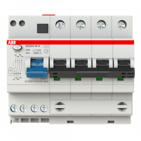 ABB DS204 M A-C25/0.03 FI/LS-Kombination 10kA, 4P, Typ A, C 25A, 30mA