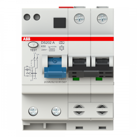 ABB DS202 A-K50/0.03 FI/LS-Kombination 6kA, 2P, Typ A, K 50A, 30mA
