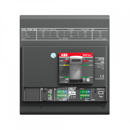 ABB XT2N 160 Ekip C Dip LSIG In100A 4pFF Kompaktleistungsschalter Tmax XT2 mit vorderseitigen Anschlüssen, 4polig