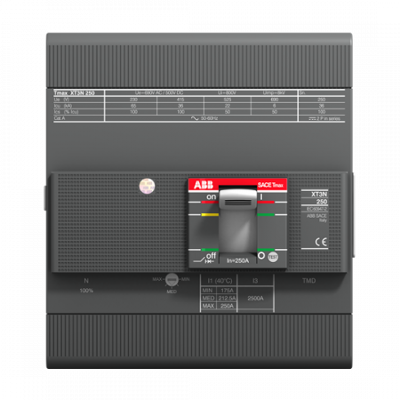 ABB XT3N 225 TMF 200-2000 4p F F UL/CSA Kompaktleistungsschalter Tmax XT3 mit vorderseitigen Anschlüssen, 4polig