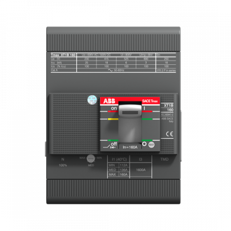 ABB XT1C 160 TMD 16-450 4p F F Kompaktleistungsschalter Tmax XT1 mit vorderseitigen Anschlüssen, 4polig