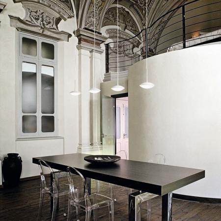 Hale Italienische 4-flammige dimmbare LED Pendelleuchte in Weiss von Fabas Luce