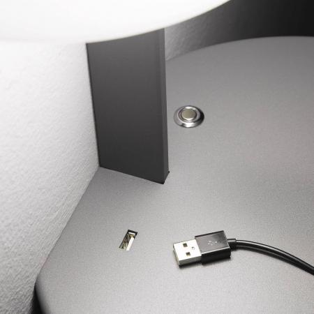 Goodnight Nachttischleuchte mit Tastdimmer und USB-Port geblasenes Glas in Weiss Fabas Luce