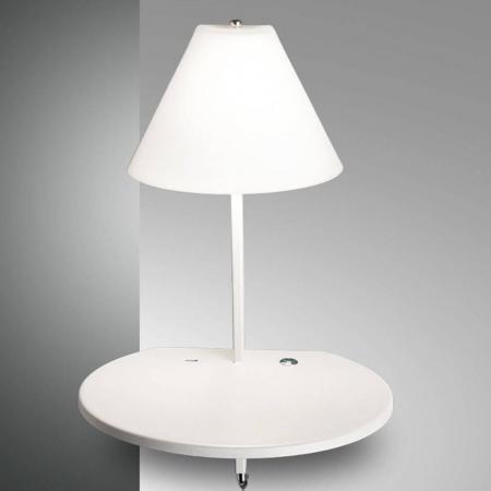 Goodnight Nachttischleuchte mit Tastdimmer und USB-Port geblasenes Glas in Weiss Fabas Luce