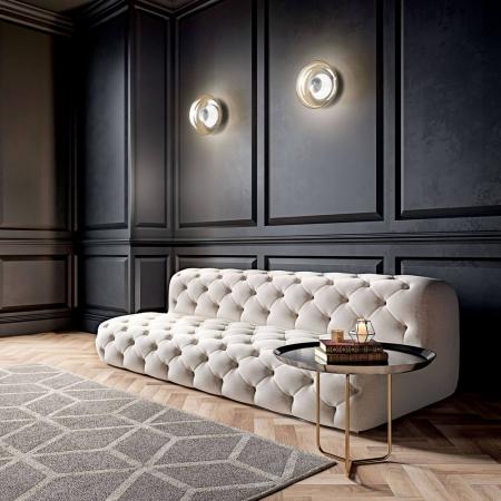 Vintage Deckenleuchte mit Rauchglas Schirm in transparent von Fabas Luce