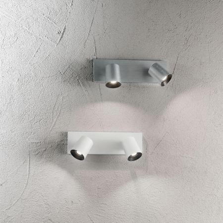 Modo 2-flammiger schwenkbarer Wand-Spot in Aluminium gebuerstet von Fabas Luce