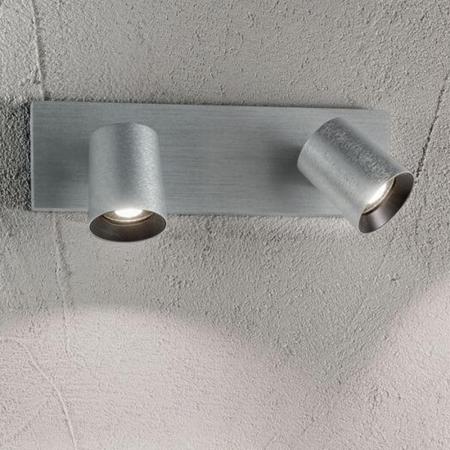 Modo 2-flammiger schwenkbarer Wand-Spot in Aluminium gebuerstet von Fabas Luce