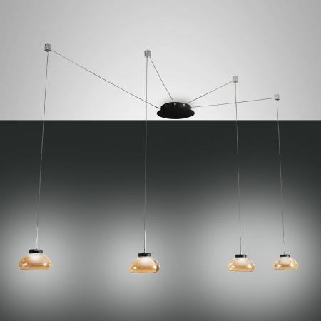 Arabella anpassungsfähige dimmbare 4-flammige LED-Pendelleuchte in Amber aus Glas von Fabas Luce